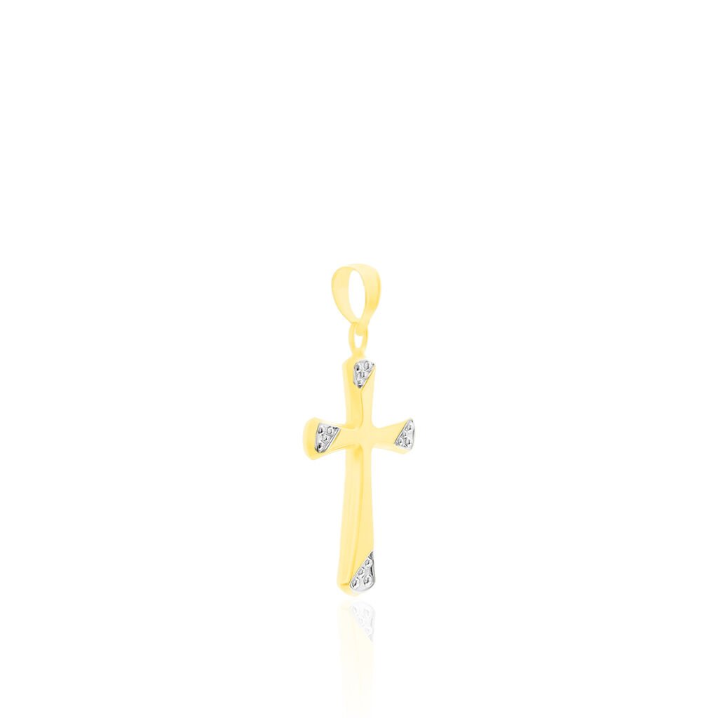 INGRID KREUZ 3 Unisex Anh&auml;nger Gold Bicolor 585 (14 Karat) Religi&ouml;ses Kreuz