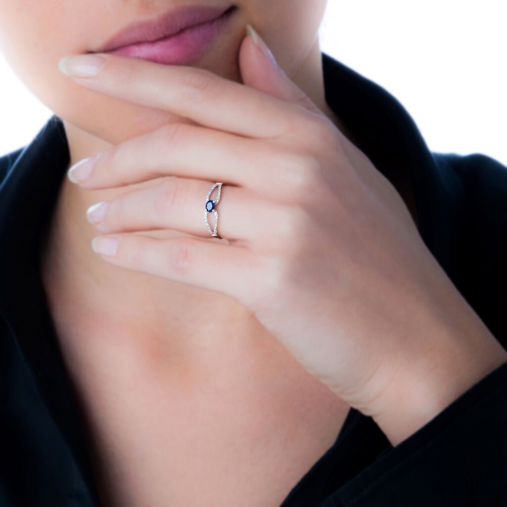 Bague Orlana Or Blanc Saphir Et Diamant - Spannringe Damen | OROVIVO