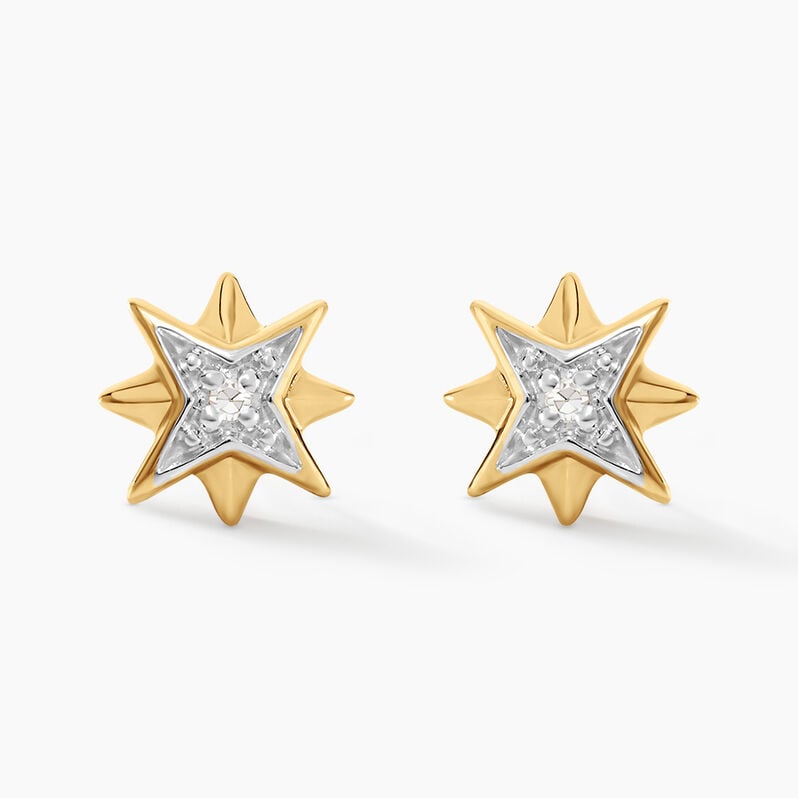 Boucles D'oreilles Puces Confucius Or Jaune Diamant - Spannringe Damen | OROVIVO