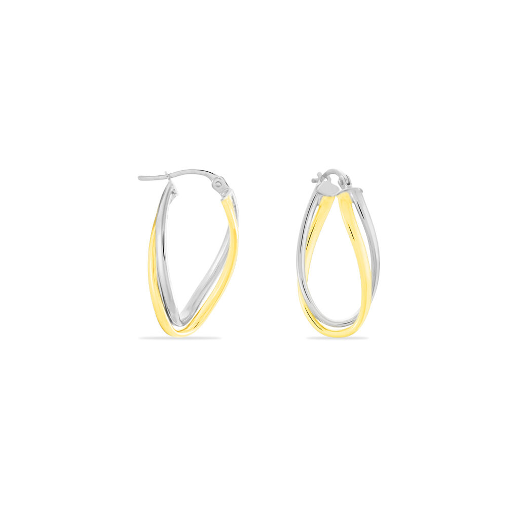 Damen Creolen Gold Bicolor 375 (9 Karat) Welle B 1,3 mm