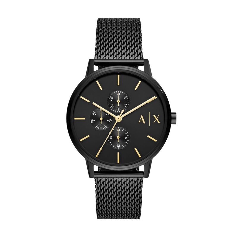 Orologio multifunzione cinturino mesh e cassa in acciaio nero - Spannringe Herren | OROVIVO