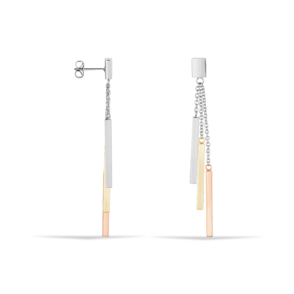 AMBER Damen Ohrringe Lang Edelstahl Tricolor