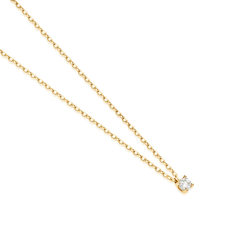 VICTORIA Damen Collier Gold 585 (14 Karat) Diamant Wei&szlig; 0,060 ct - Halsketten Damen | OROVIVO