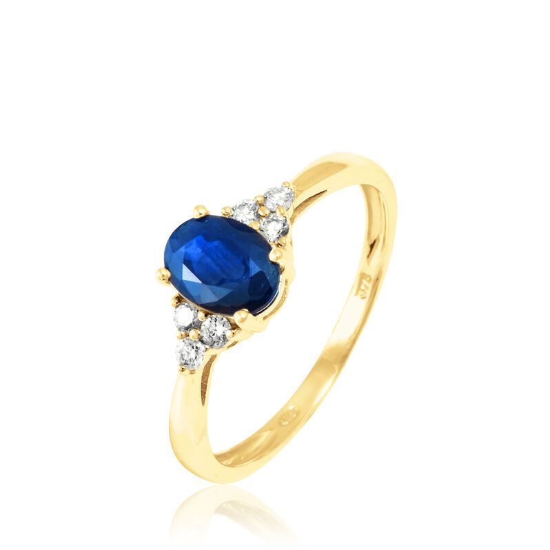 Bague Lea Or Jaune Saphir Et Diamant - Spannringe Damen | OROVIVO