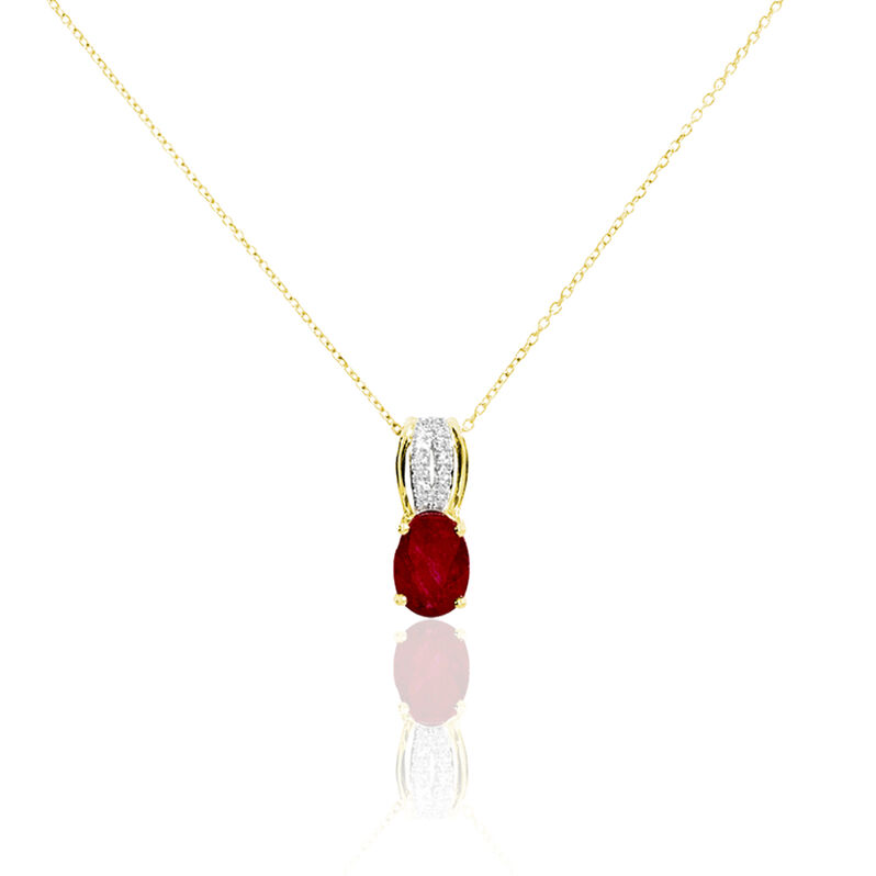 Collier Or Jaune Diamant Et Rubis - Spannringe Damen | OROVIVO