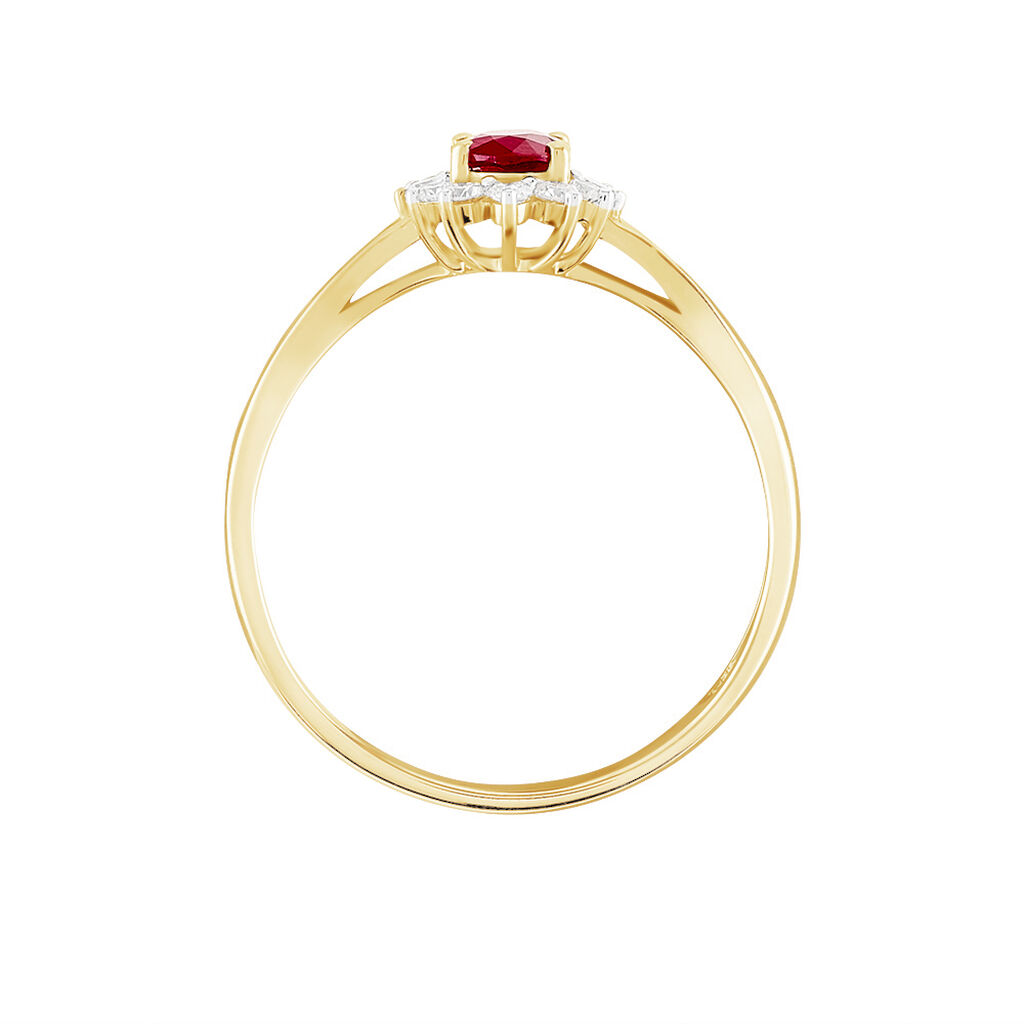 Bague Or Jaune Rubis Diamants - Spannringe Damen | OROVIVO