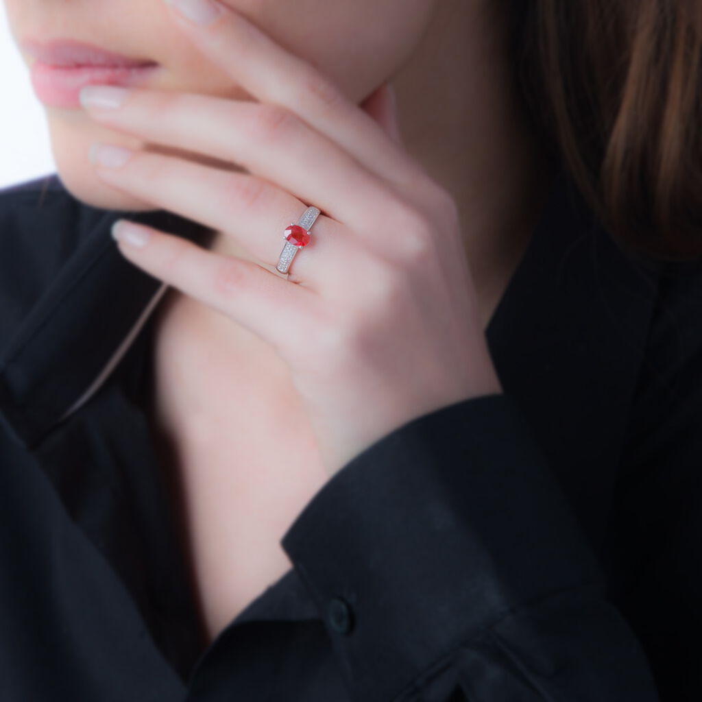 Bague Crista Or Blanc Rubis Et Diamant - Spannringe Damen | OROVIVO