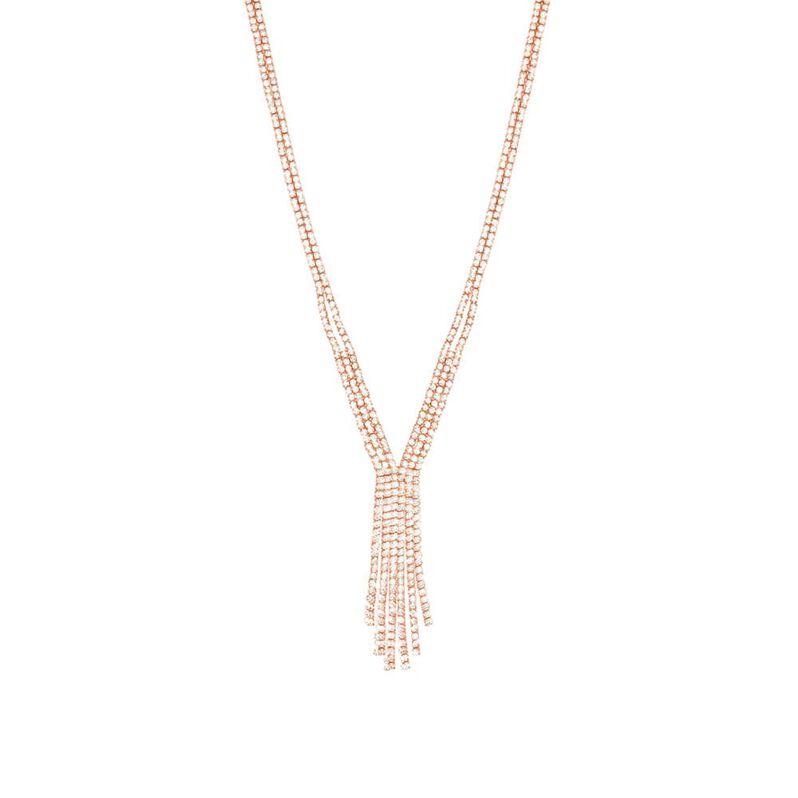 Collana in metallo rosato con multifili con strass - Spannringe Damen | OROVIVO