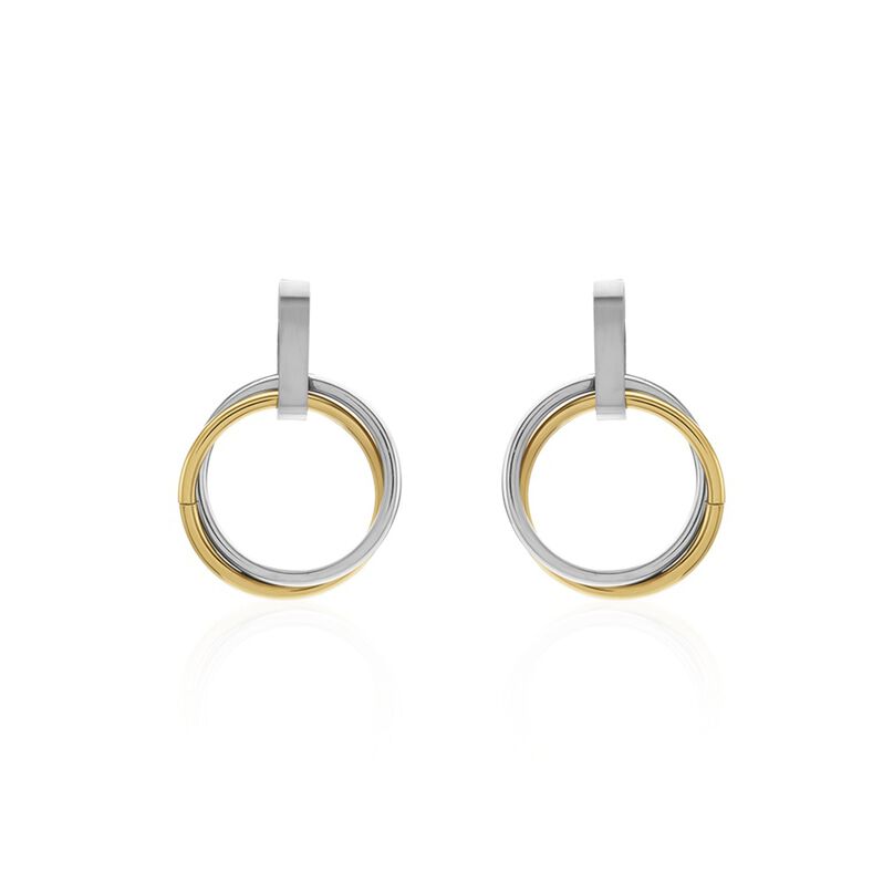 Damen Ohrringe Lang Titan Bicolor Gelb/Silber B 17,8 mm - Ohrringe Damen | OROVIVO