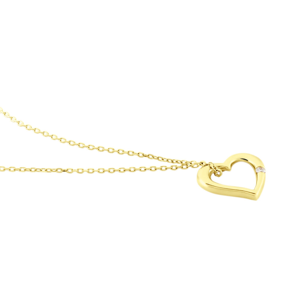 Damen Collier Gold 375 Diamant 0,01ct Herz Herz Easy 0,70mm - Halsketten Damen | OROVIVO
