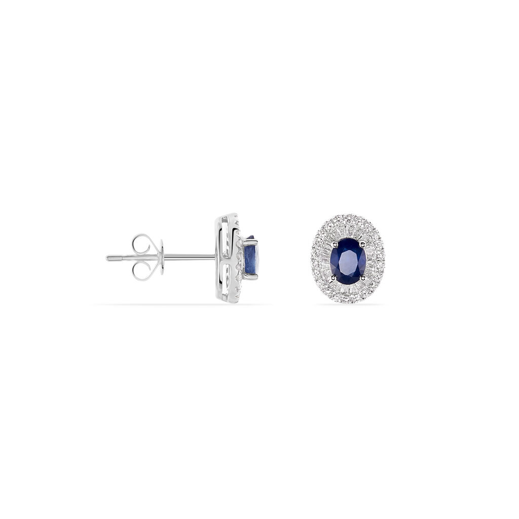 JAKKA Damen Ohrstecker Wei&szlig;gold 750 (18 Karat) Saphir Blau 0,88 ct