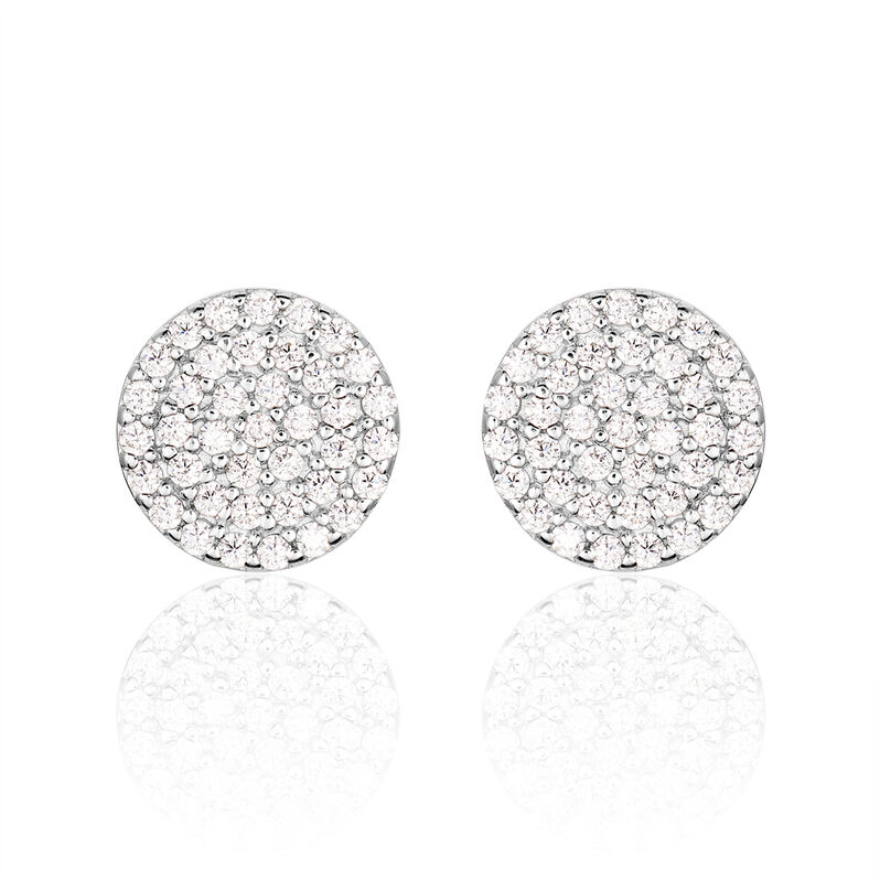 Damen Ohrstecker Silber 925 Zirkonia Wei&szlig; Kreis - Ohrstecker Damen | OROVIVO