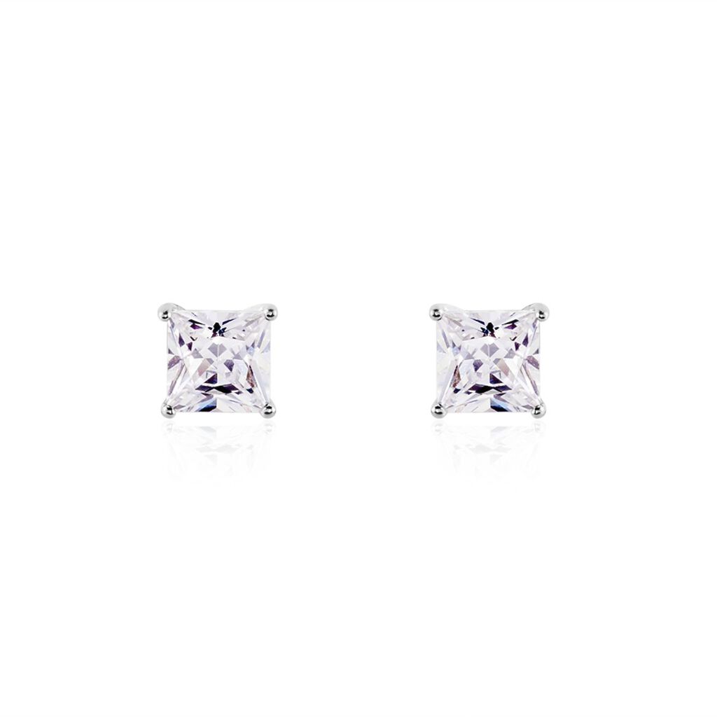 BIRATI Damen Ohrstecker Silber 925 Zirkonia Wei&szlig; 1,05 ct Viereck