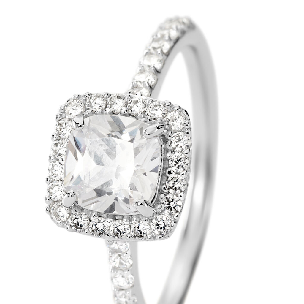 SIENNA Damen Ring Silber 925 Zirkonia Wei&szlig; 1,46 ct Viereck