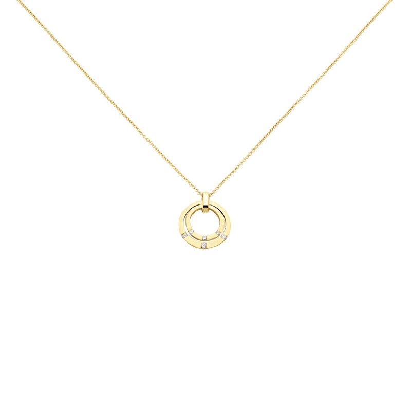 AMBRE Damen Collier Gold 375 (9 Karat) Diamant Wei&szlig; 0,17 ct B 16,6 mm - Halsketten Damen | OROVIVO