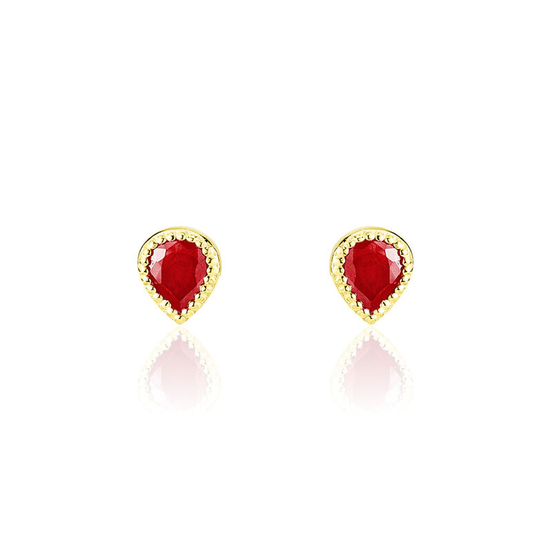 Boucles D'oreilles Puces Or Jaune Rubis - Spannringe Damen | OROVIVO