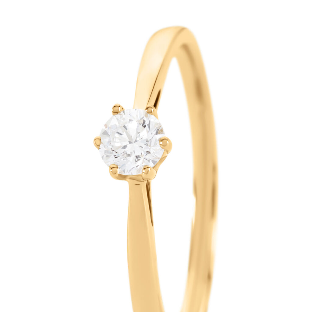 Sonate Damen Ring Gold 585 (14 Karat) Synthetischer Diamant Wei&szlig; 0,26 ct