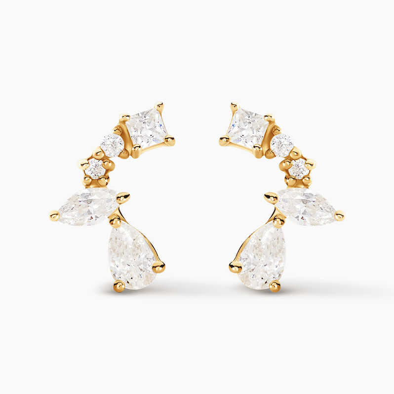 Boucles D'oreilles Puces Tyr Or Jaune Oxyde De Zirconium - Spannringe Damen | OROVIVO