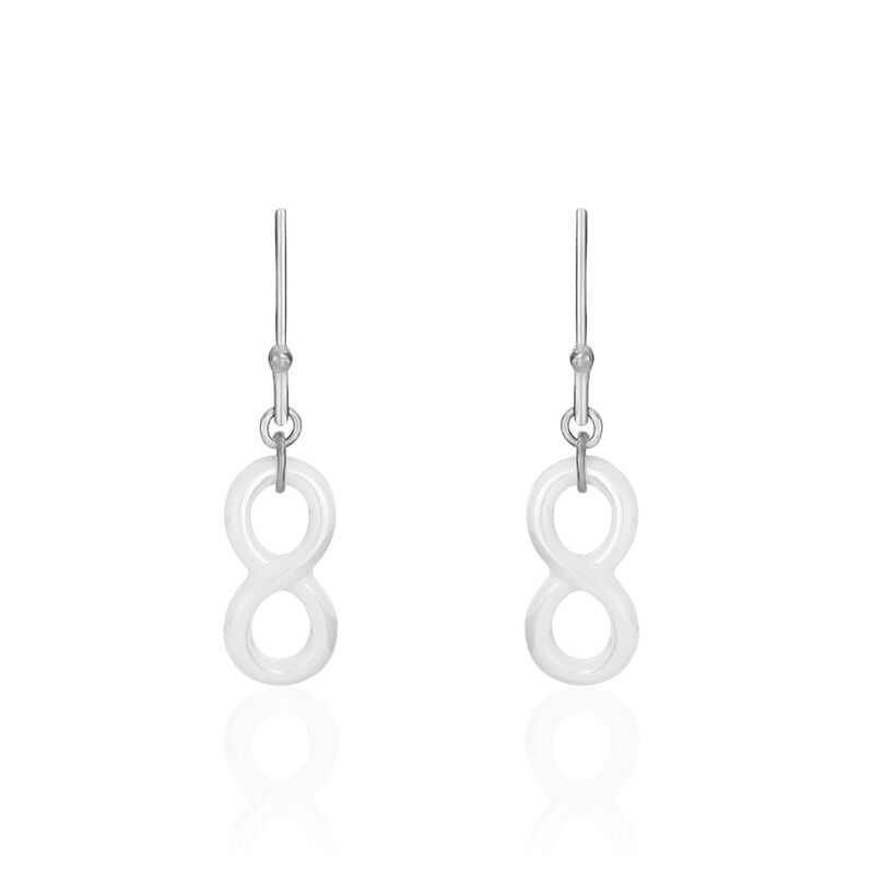 Boucles D'oreilles Pendantes Alicia Argent Blanc Céramique - Spannringe Damen | OROVIVO
