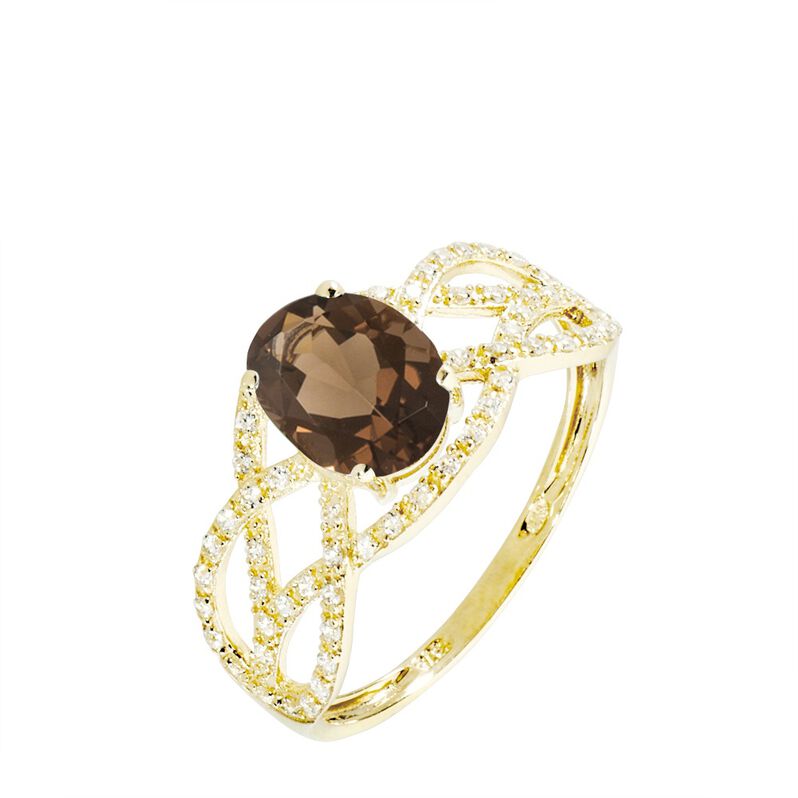 Bague Tina Or Jaune Quartz Et Diamant - Spannringe Damen | OROVIVO