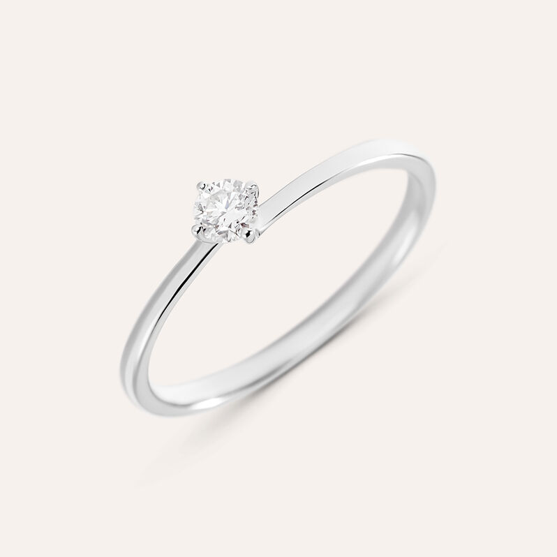 Anello Solitario Grace Oro Bianco Diamante - Spannringe Damen | OROVIVO
