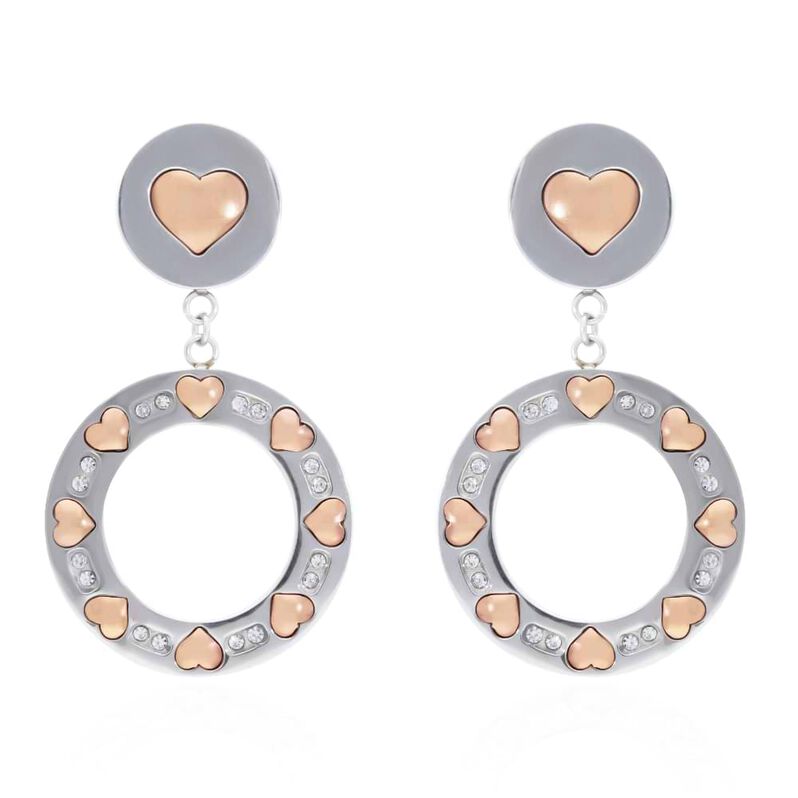 Orecchini pendenti Endless Acciaio Cuore e Cristalli - Spannringe Damen | OROVIVO