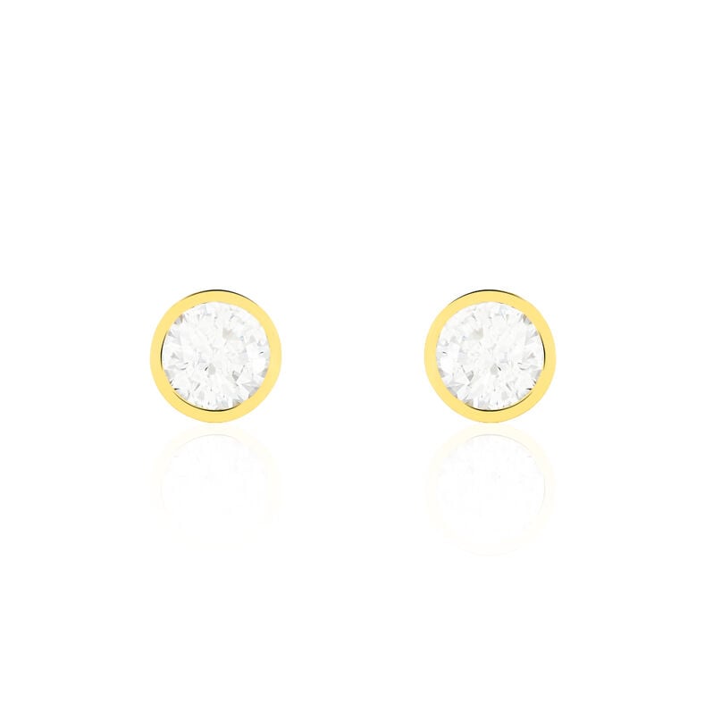 Damen Ohrstecker Gold 375 Zirkonia Kreis Zarge 6,00mm  - Ohrstecker Damen | OROVIVO