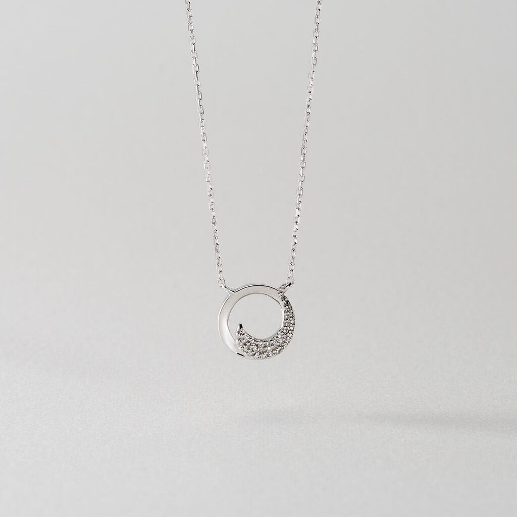 SARIAH Damen Collier Wei&szlig;gold 585 (14 Karat) Diamant Wei&szlig; 0,06 ct Kreis