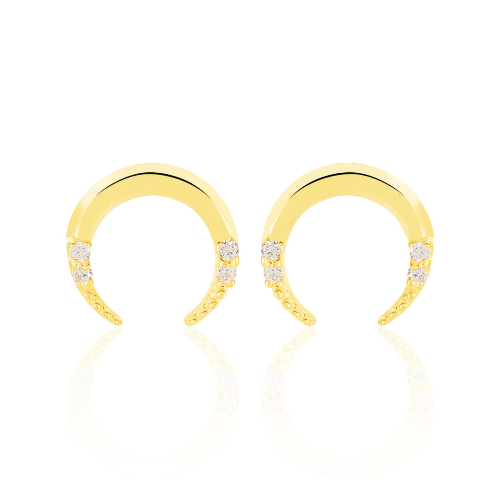 MOON Damen Ohrstecker Gold 375 (9 Karat) Zirkonia Weiß Horn - Ohrstecker Damen | OROVIVO