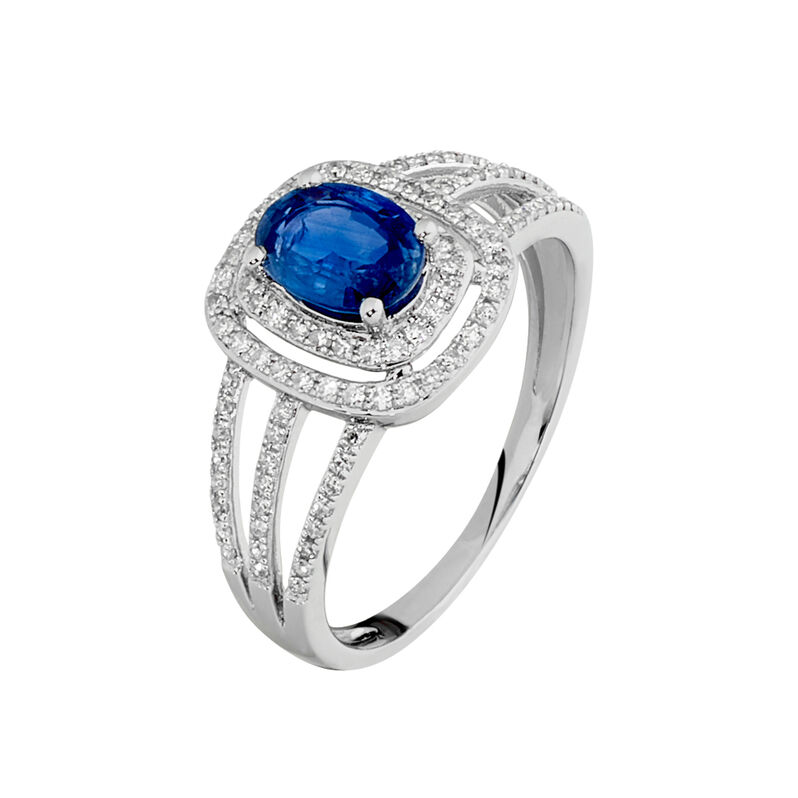 Bague Chaimae Or Blanc Saphir Et Diamant - Spannringe Damen | OROVIVO