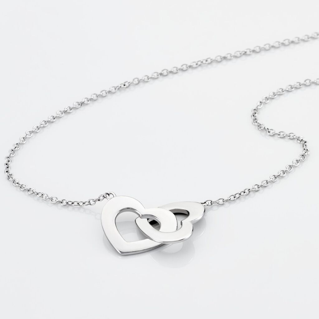 Damen Collier Silber 925 Doppelherz 1,00mm  - Halsketten Damen | OROVIVO