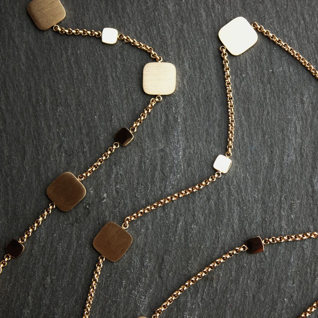 ULI Damen Collier Edelstahl vergoldet Viereck