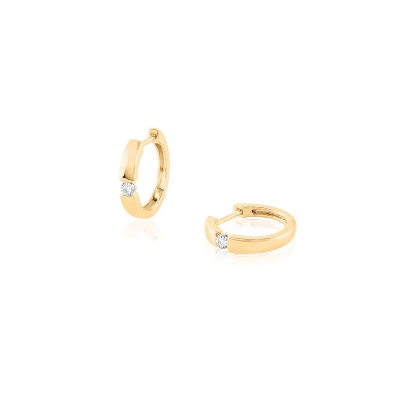 ELOURA Damen Creolen Gold 585 (14 Karat) Diamant Weiß 0,020 ct - Creolen Damen | OROVIVO