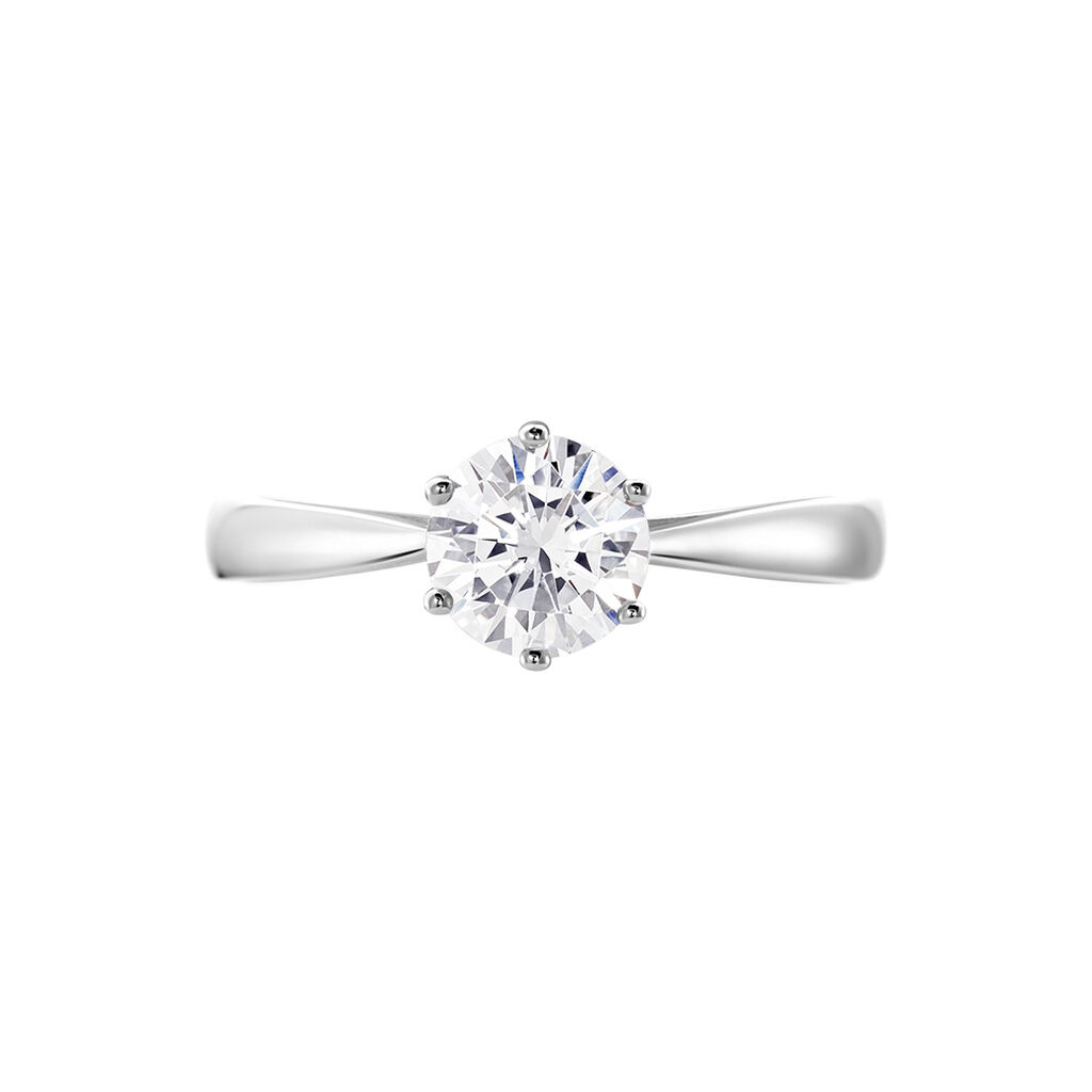 Damen Ring Weißgold 375 Zirkonia Krappe 6  - Ringe mit Stein Damen | OROVIVO
