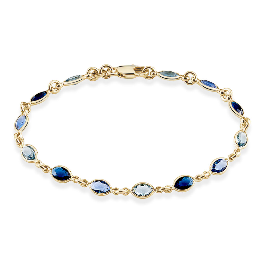 Damen Armband 18 Karat Vergoldet Multicolour Steine Blau Ilvaae