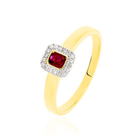 Damenring Gold 375 Rubin Diamant 0,06ct - Ringe mit Edelsteinen Damen | OROVIVO
