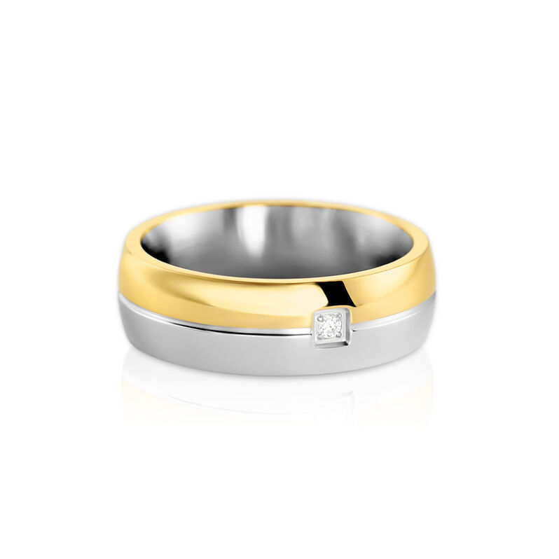 Damen Ring Edelstahl Bicolor Gold/Silber Rund Weiß Bond 60mm - Neuheiten Damen | OROVIVO