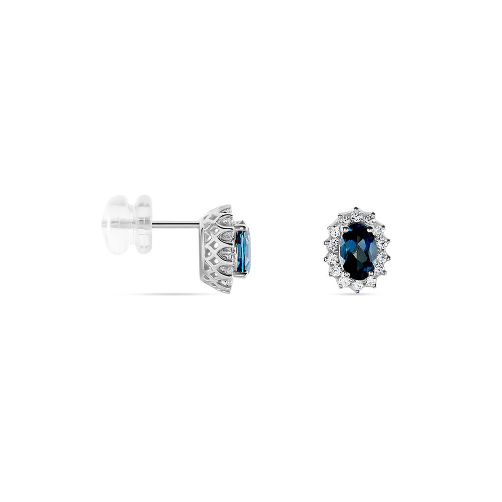 Boucles D'oreilles Or Weiss Quintilla Topazes London Blue Et Oxydes - Spannringe Damen | OROVIVO