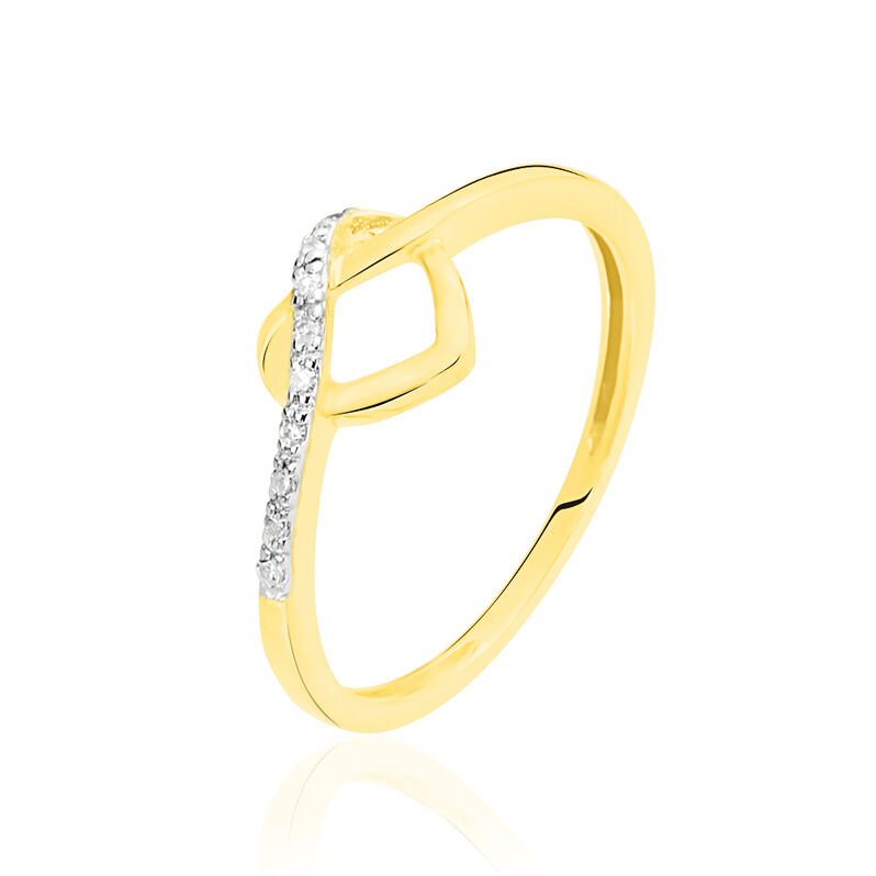 Bague Or Jaune Coeur Et Diamants - Spannringe Damen | OROVIVO