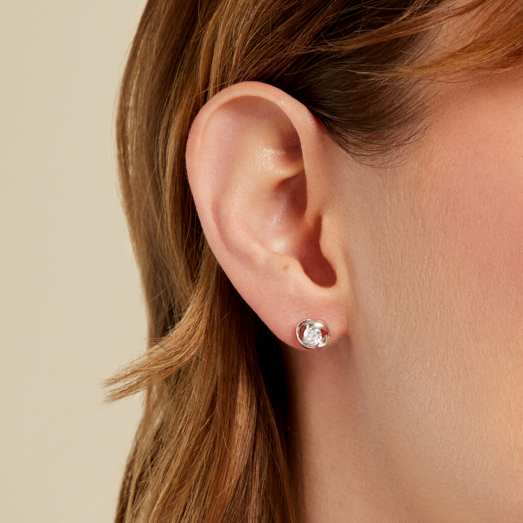 LUCY Damen Ohrstecker Silber 925 Zirkonia Wei&szlig; 0,81 ct Blume