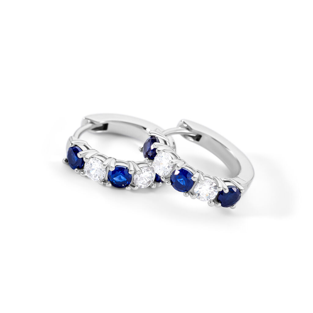 BEATRICE Damen Creolen Silber 925 Synthetischer Stein Blau 0,680 ct Kreis