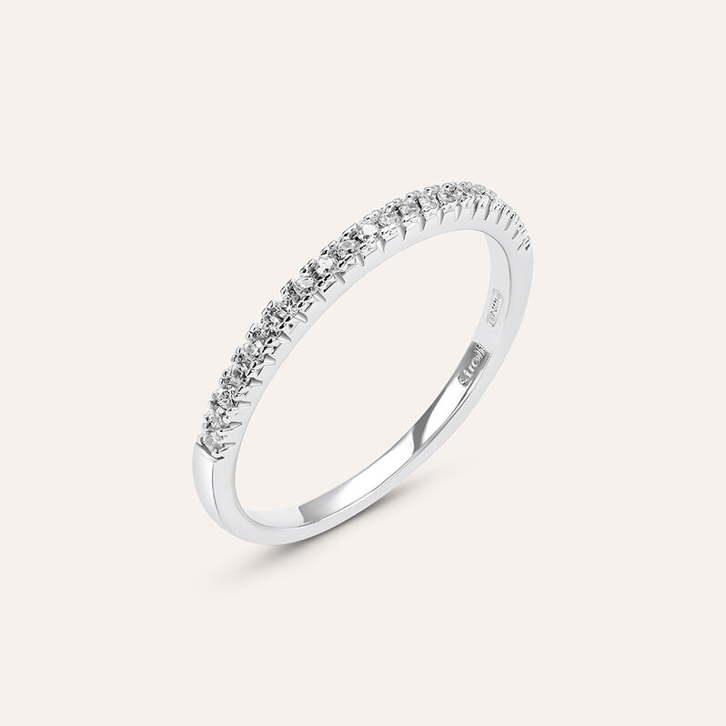 Anello Semi-eternity Silver Elegance Argento Rodiato Cubic Zirconia - Spannringe Damen | OROVIVO