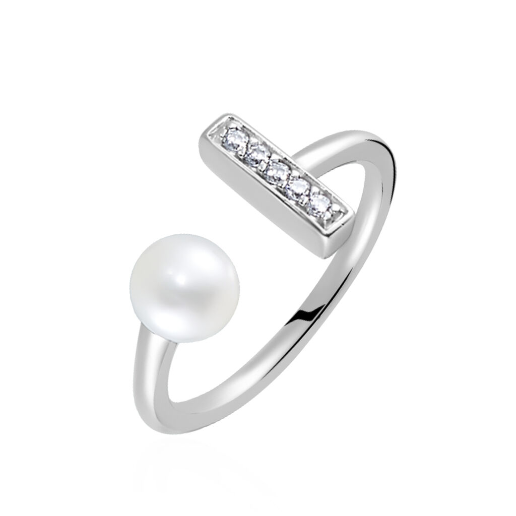 ARIELLE 2 Damen Ring Silber 925 Zirkonia Weiß Barren, Ring mit Stein