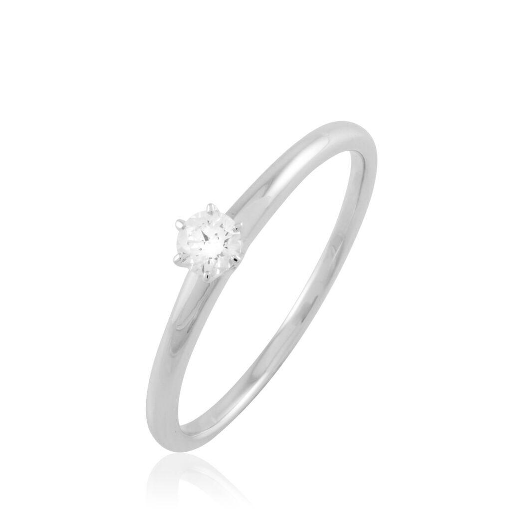 Bague Solitaire Natalia Or Blanc Diamant - Spannringe Damen | OROVIVO