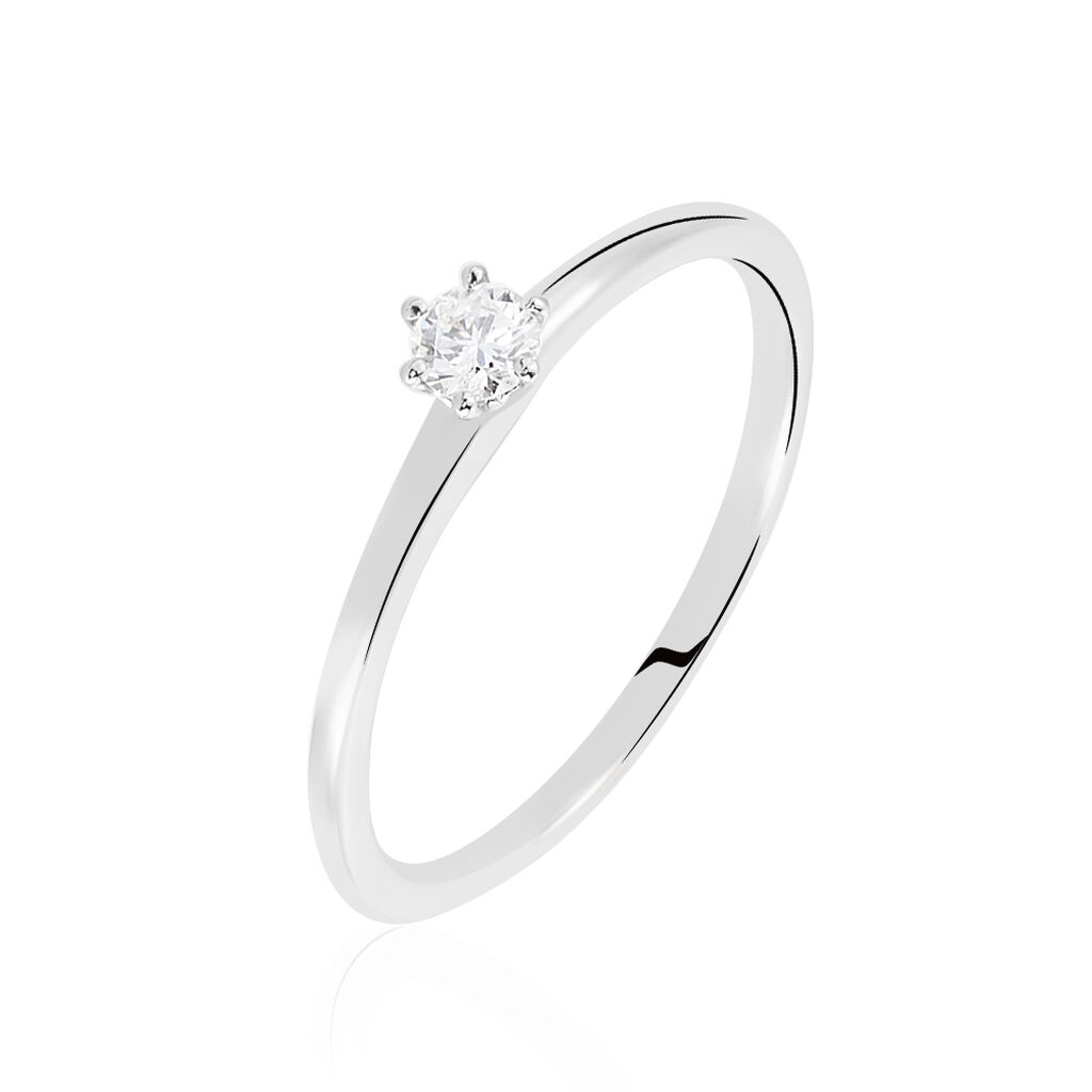 Bague Solitaire Natalia Or Blanc Diamant - Spannringe Damen | OROVIVO
