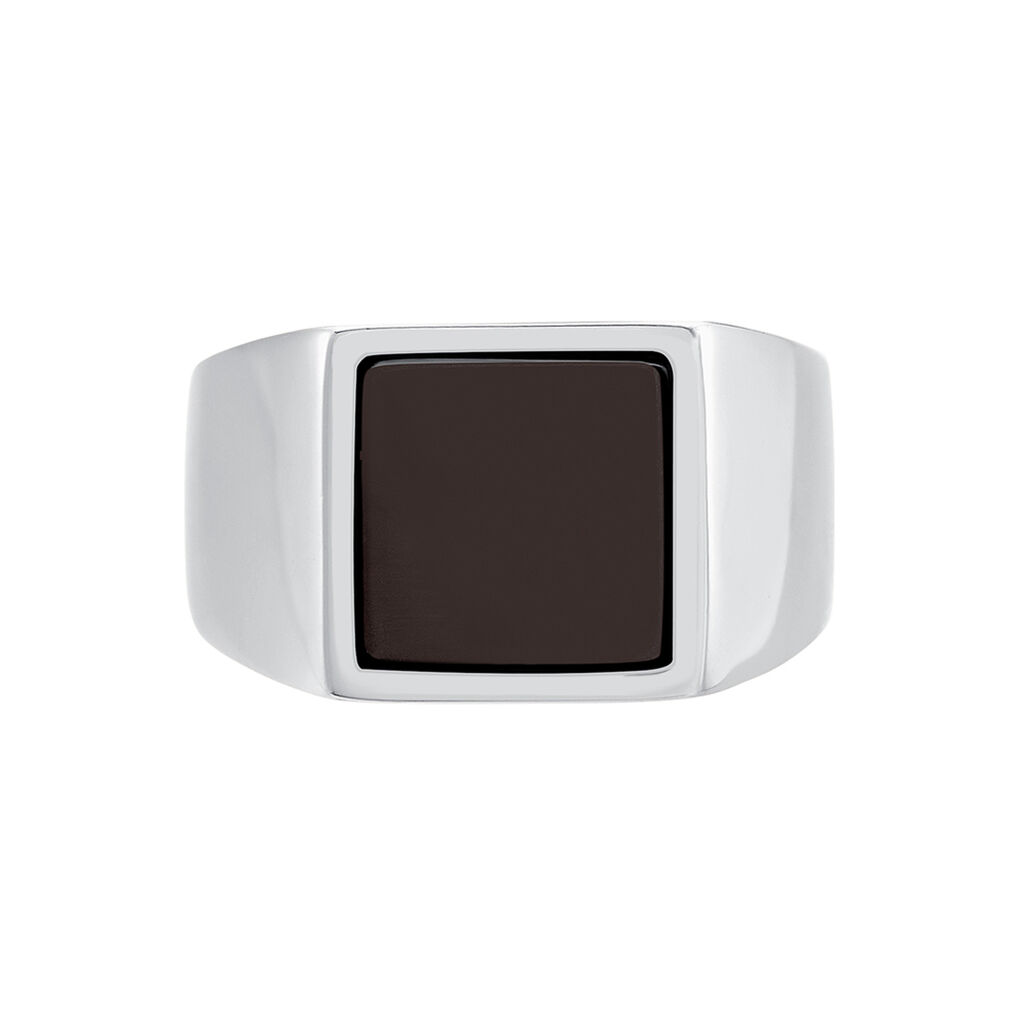 Herren Ring Silber Silber 925 Onyx Schwarz Philip 19,10mm 1,25mm  - Ringe mit Stein Herren | OROVIVO