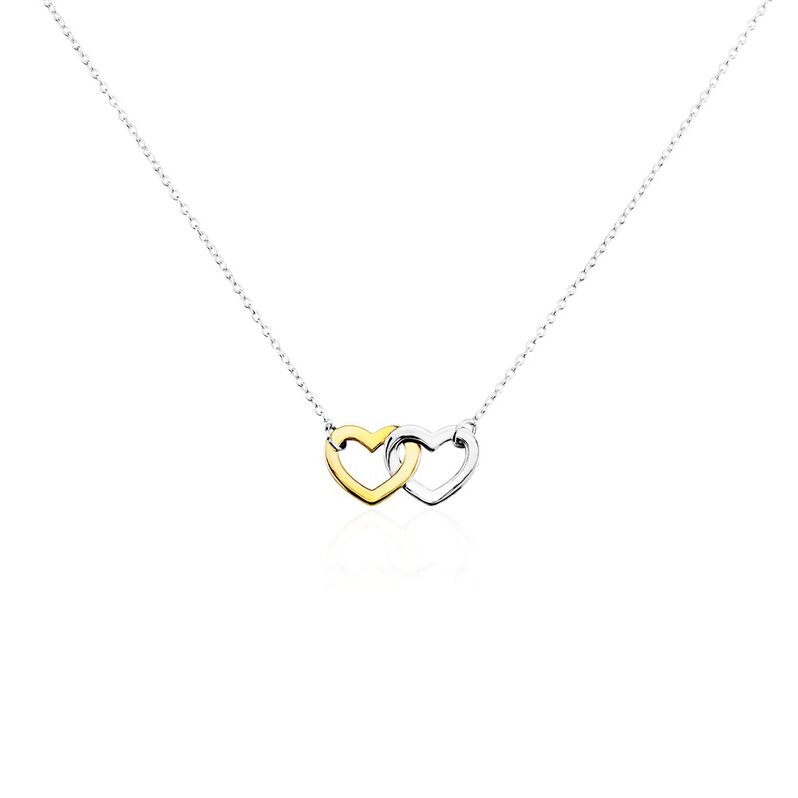 Damen Collier Silber Bicolor Gelb/Silber 925 Herz 1,20mm  - Halsketten Damen | OROVIVO