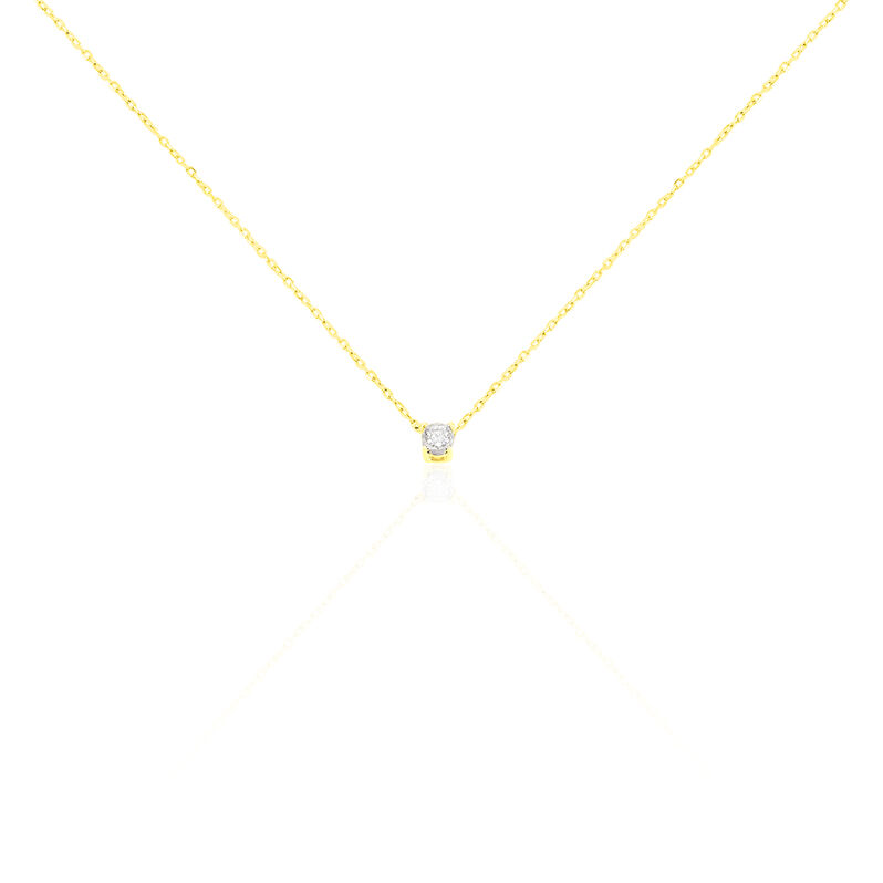Damen Collier Gold 375 Diamant 0,08ct Illusion Pastille - Halsketten Damen | OROVIVO