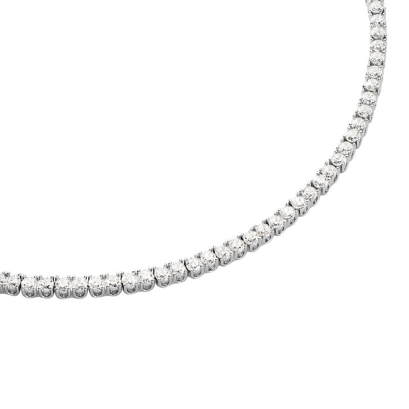 Damen Collier Silber 925 Rund Weiß Geometrisch Debora 45,7cm - Halsketten Damen | OROVIVO