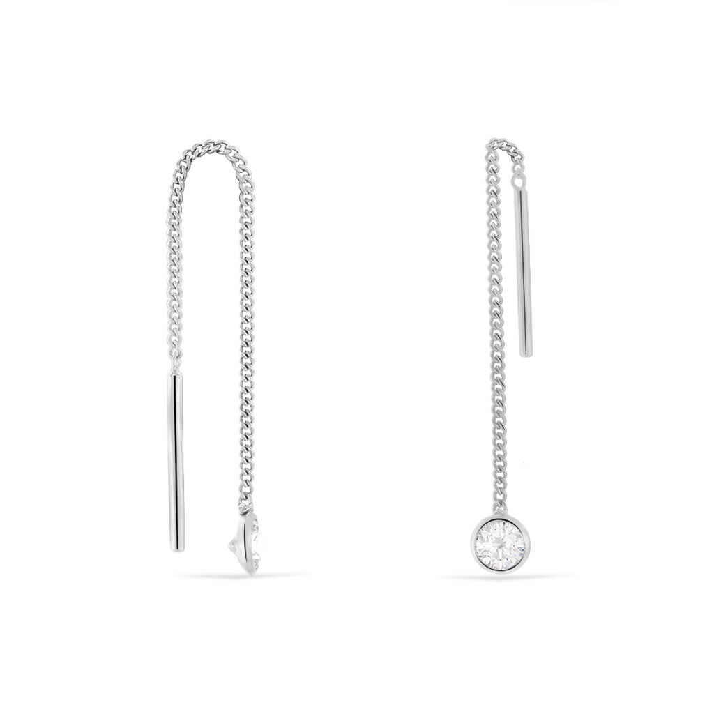 Damen Ohrringe Lang Silber 925 Zirkonia Wei&szlig;